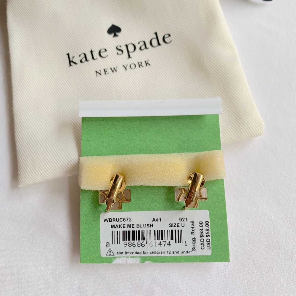 NWT Kate Spade make me blush earrings gold tone - Picture 4 of 4